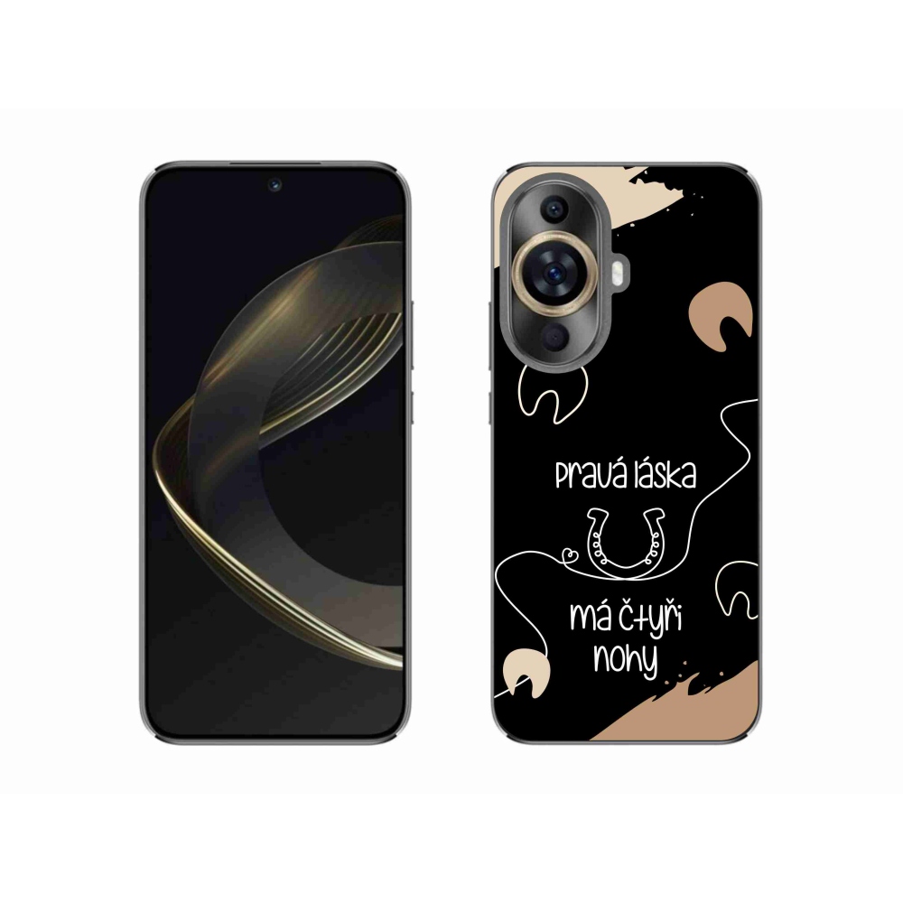 Gelový kryt mmCase na Huawei Nova 11 - koňský motiv černé pozadí