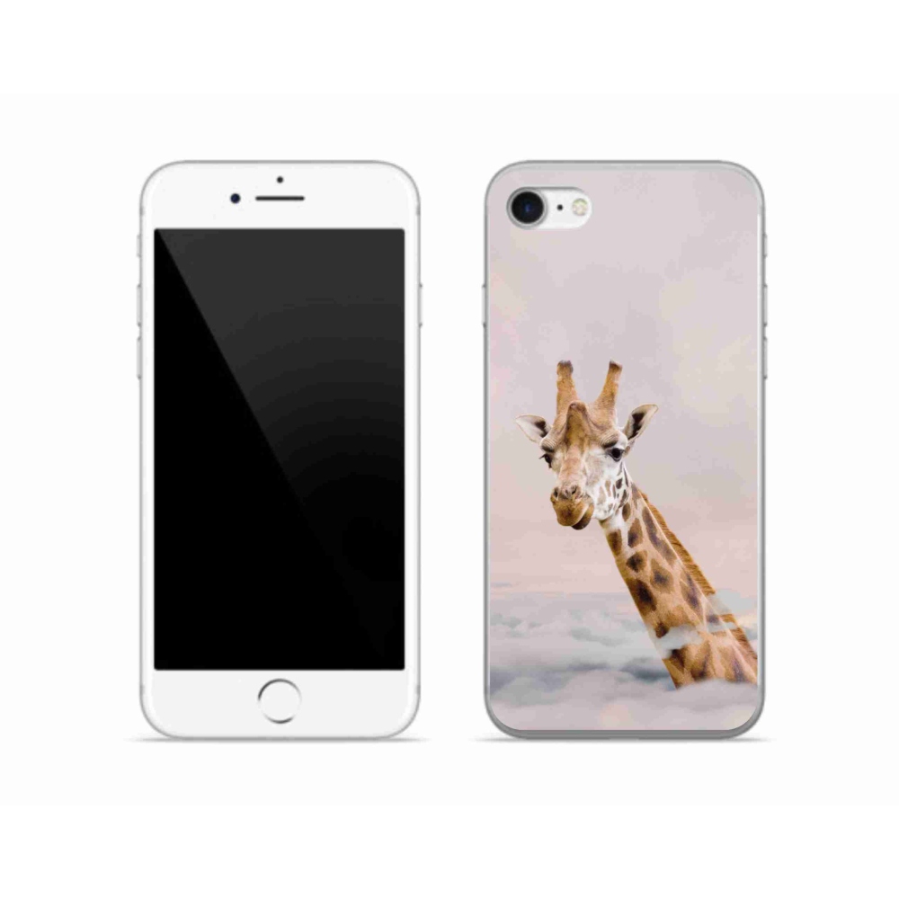 Gelový kryt mmCase na iPhone SE (2022) - žirafa v oblacích