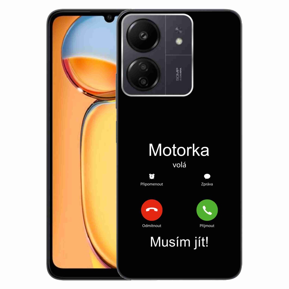 Gelový kryt mmCase na Xiaomi Poco C65/Redmi 13C - motorka volá černé pozadí