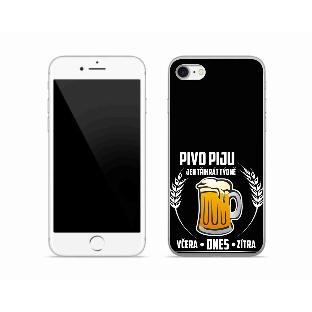 Gelový kryt mmCase na iPhone SE (2022) - pivní motiv černé pozadí
