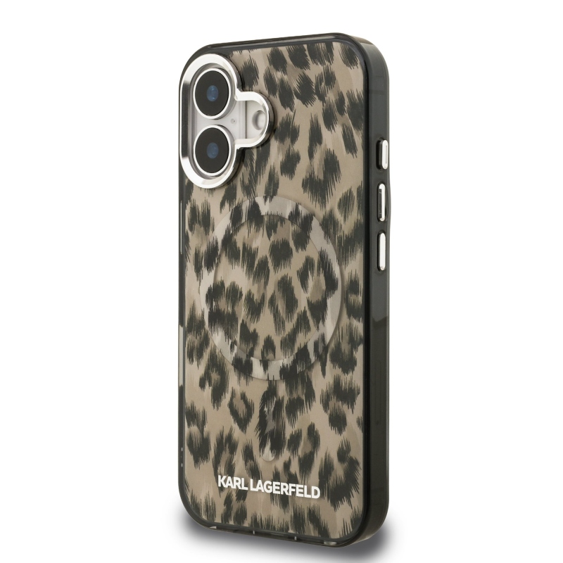 Karl Lagerfeld IML Leopard MagSafe Zadní Kryt pro iPhone 16 Brown