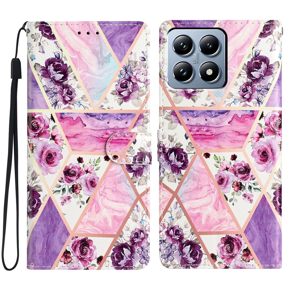 Unique knížkové pouzdro na Xiaomi 15T - fialové květy