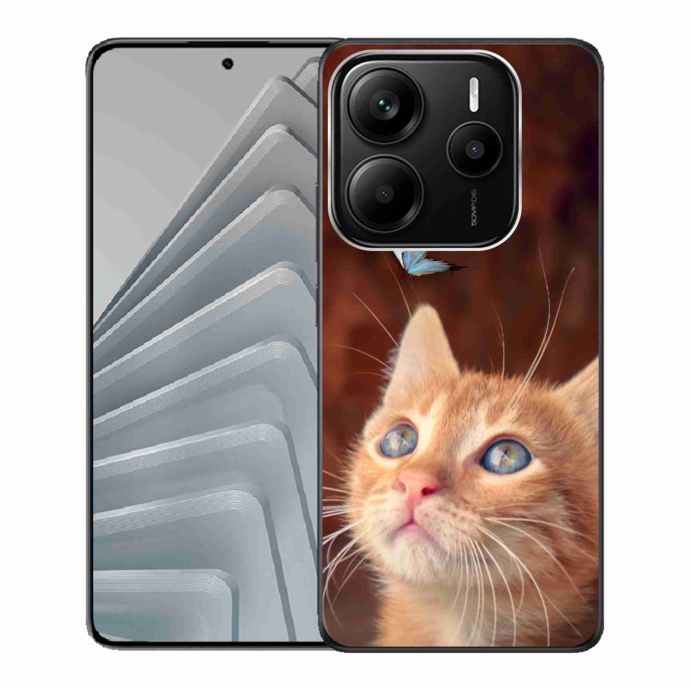 Gelový kryt mmCase na Xiaomi Redmi Note 14 5G - motýl a kotě