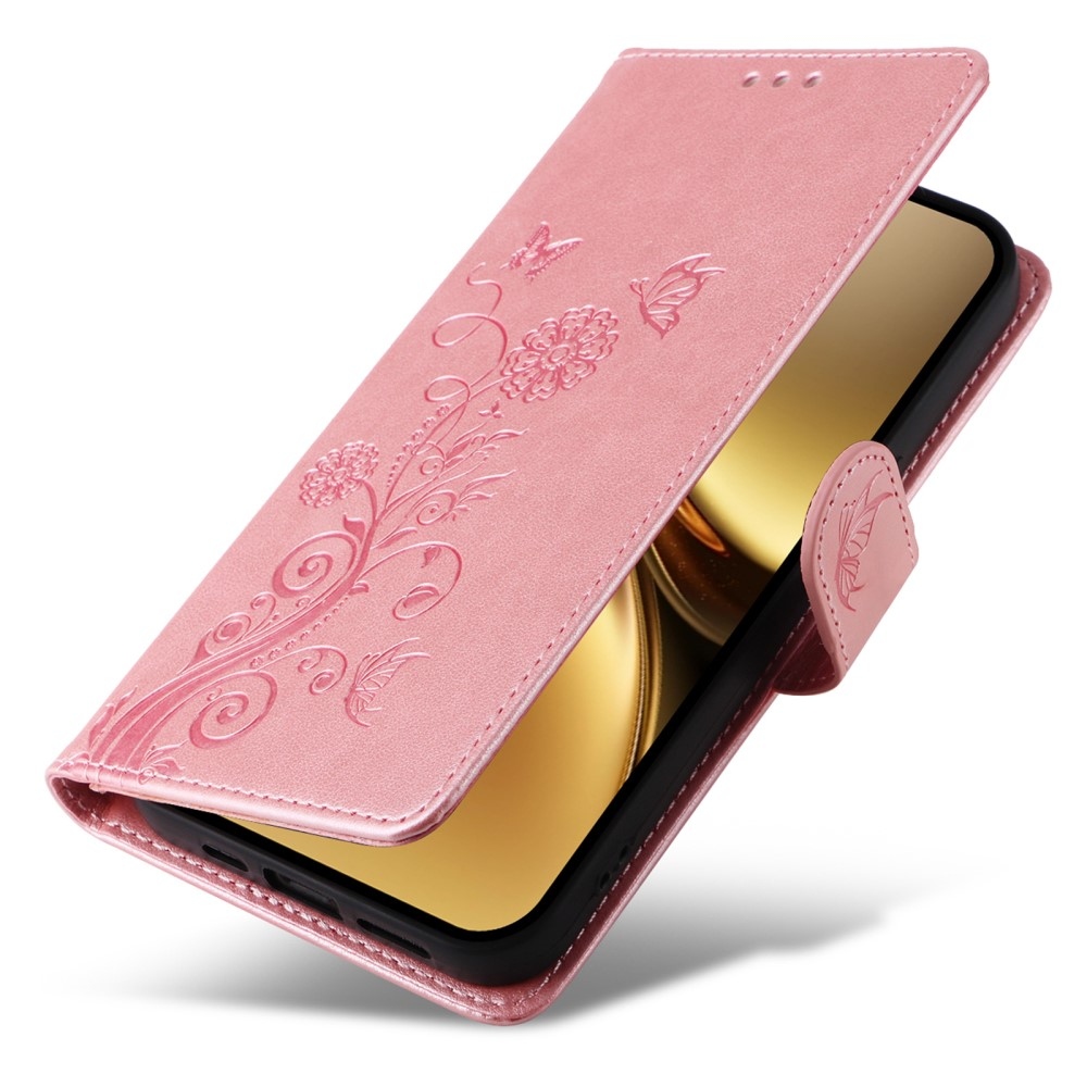 Flowery knížkové pouzdro na Vivo X200 Pro 5G - růžové