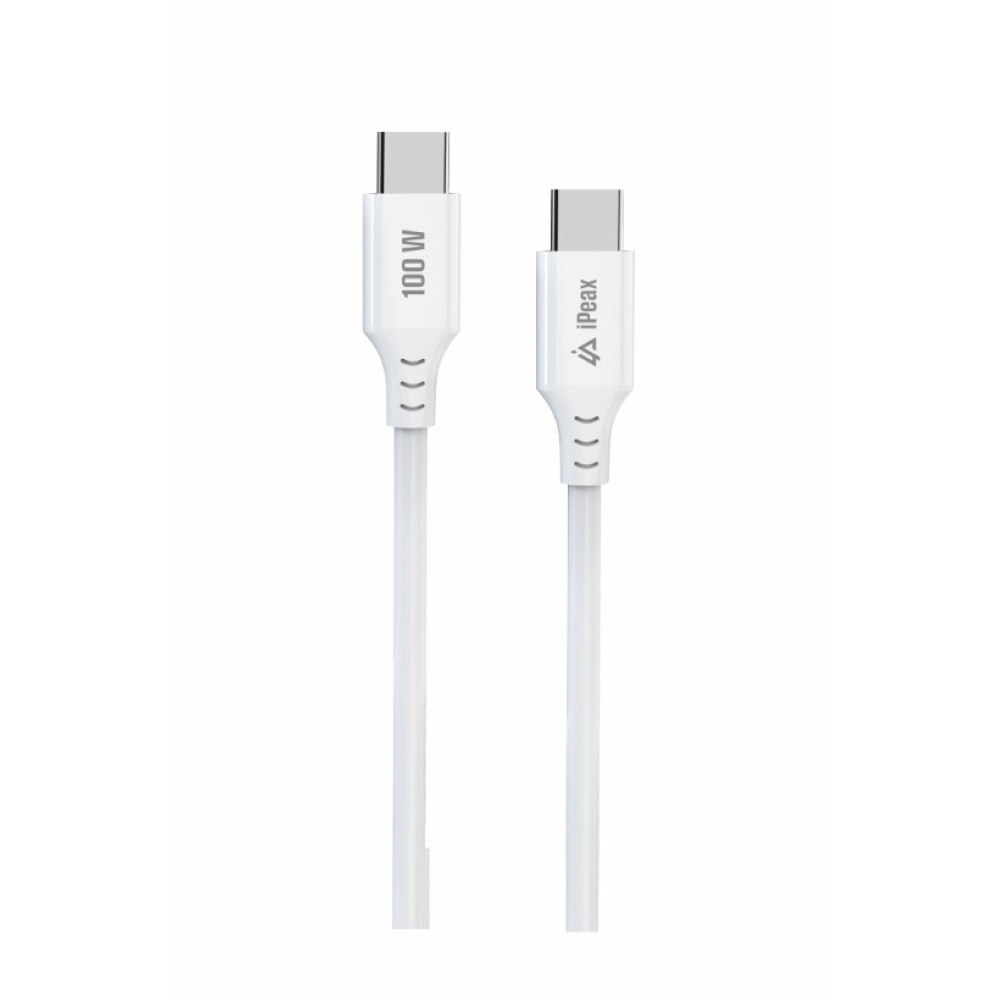 iPEAX TPU kabel USB-C / USB-C, 1,5 m, 5A, 100W - bílý