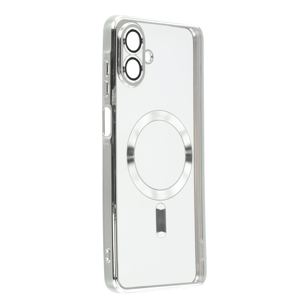 Clear obal s ochranou fotoaparátu a podporou MagSafe na Samsung Galaxy A07 4G - stříbrný