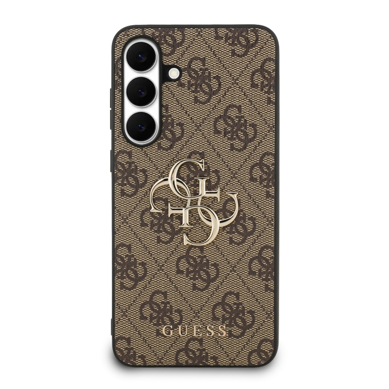 Guess PU 4G Metal Logo Zadní Kryt pro Samsung Galaxy S25 FE Brown