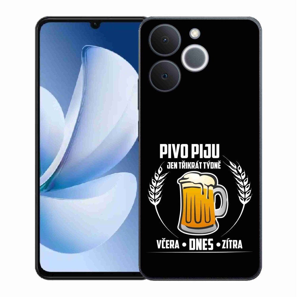 Gelový kryt mmCase na Realme Note 70T - pivní motiv černé pozadí