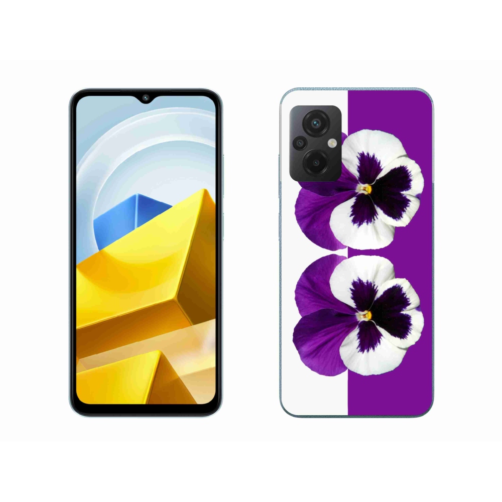 Gelový kryt mmCase na Xiaomi Poco M5 4G - fialovobílý květ