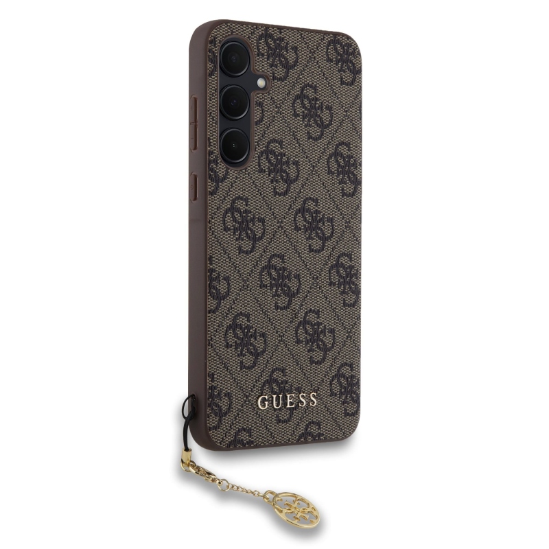 Guess 4G Charm Zadní Kryt pro Samsung Galaxy A35 5G Brown