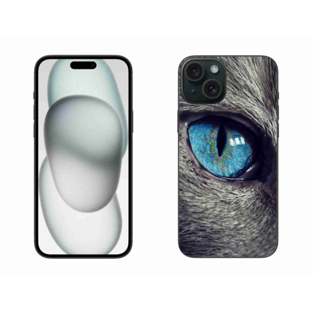 Gelový kryt mmCase na iPhone 15 Plus - modré kočičí oko