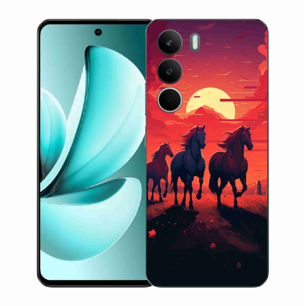 Gelový kryt mmCase na Realme C71 - koně a západ slunce