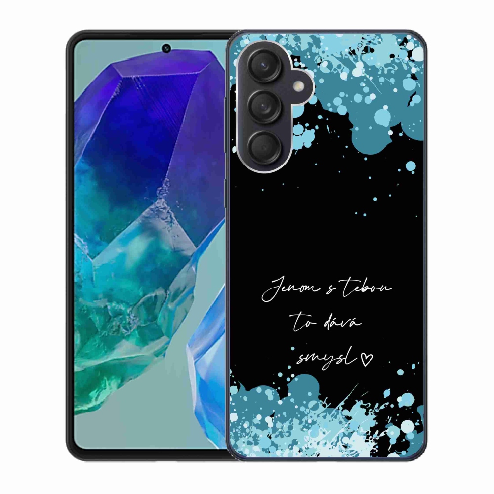 Gelový kryt mmCase na Samsung Galaxy M55 5G - zamilovaný text černé pozadí