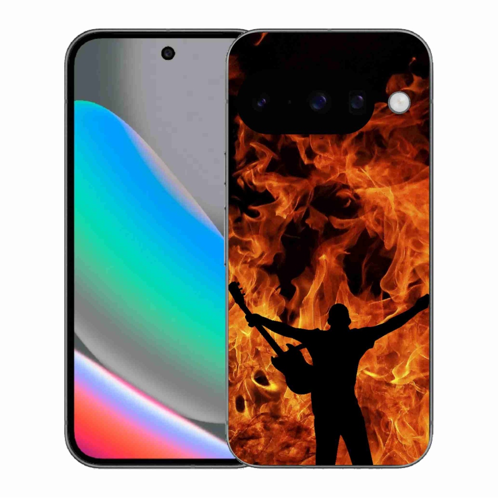 Gelový kryt mmCase na Google Pixel 10 - muzikant a oheň