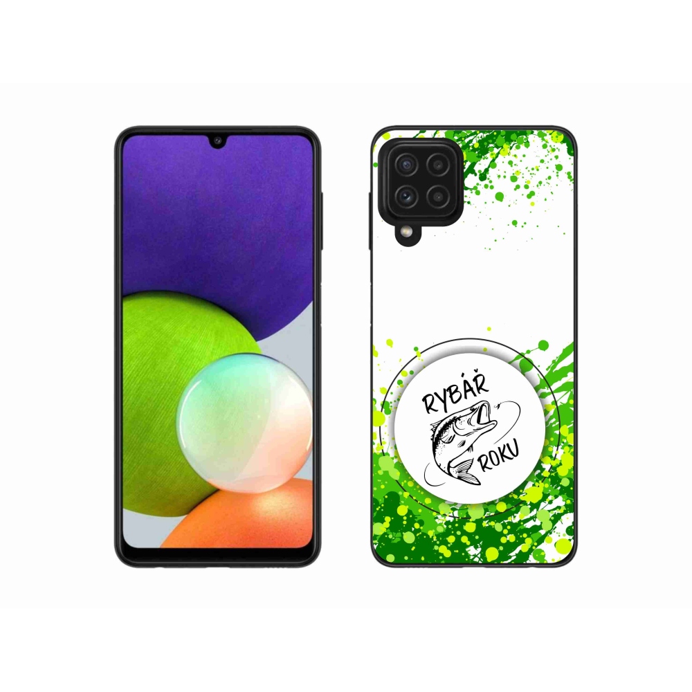 Gelový kryt mmCase na Samsung Galaxy A22 4G - rybář roku bílé pozadí