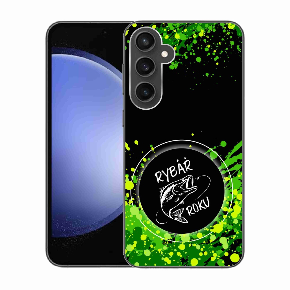 Gelový kryt mmCase na Samsung Galaxy S23 FE - rybář roku černé pozadí