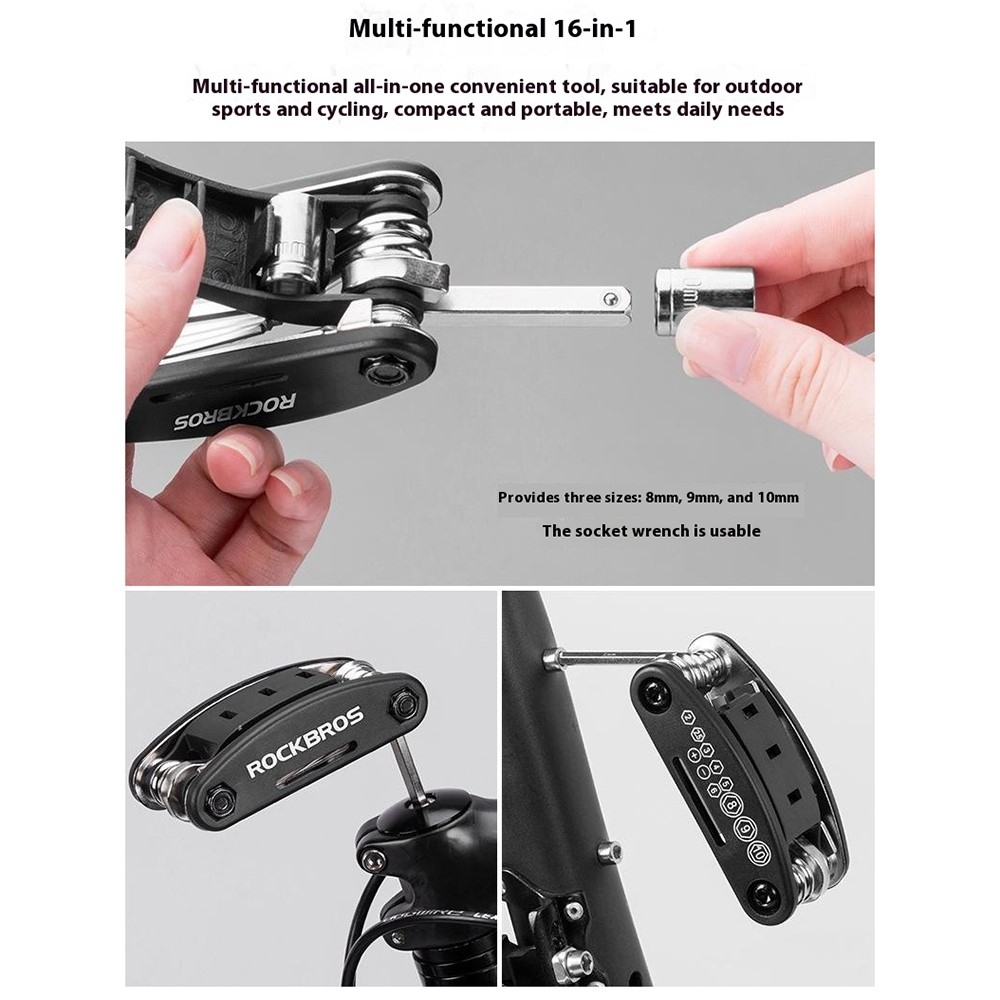 Kompaktní cyklistické nářadí 16 v 1 pro rychlé opravy kola