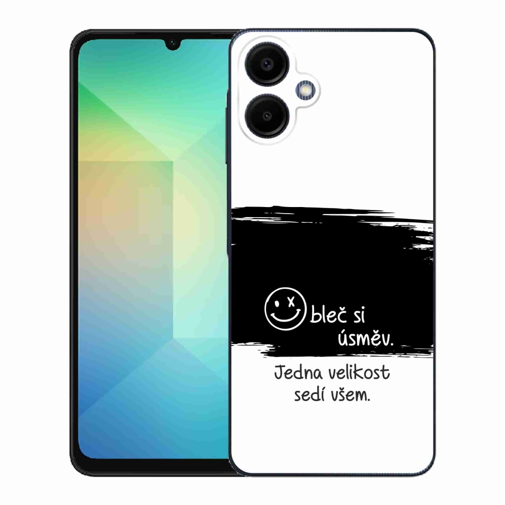 Gelový kryt mmCase na Samsung Galaxy A06 4G - vtipný text 8 černobílé pozadí