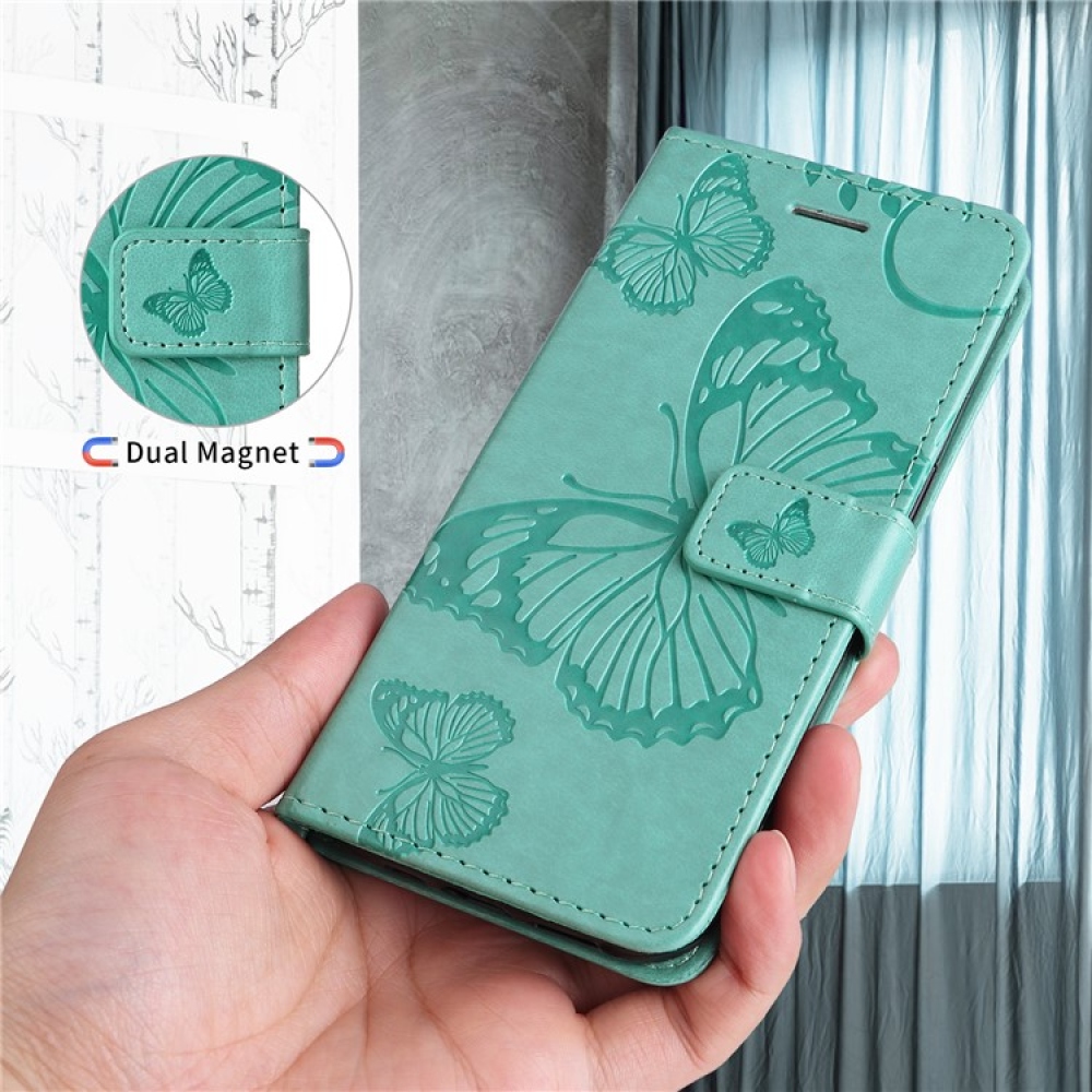Big Butterfly knížkové pouzdro na Vivo Y29s 5G - modrozelené