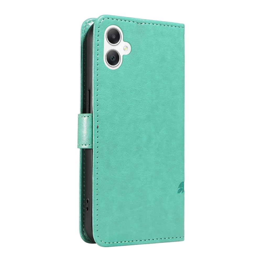Flowery knížkové pouzdro na Samsung Galaxy A06 4G - modrozelené