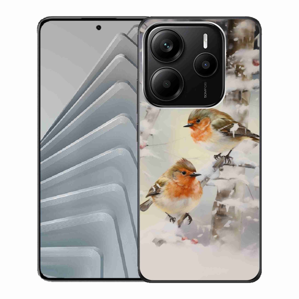 Gelový kryt mmCase na Xiaomi Redmi Note 14 5G - ptáčci v zimě