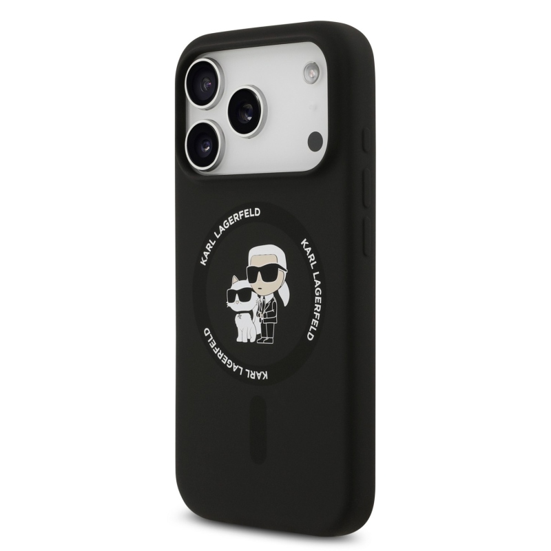 Karl Lagerfeld Liquid Silicone Karl and Choupette MagSafe Zadní Kryt pro iPhone 18 Pro Max Black