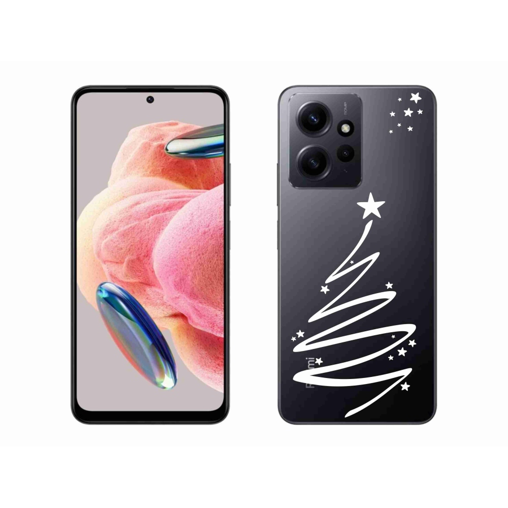 Gelový kryt mmCase na Xiaomi Redmi Note 12 4G - bílý stromeček na průhledném pozadí