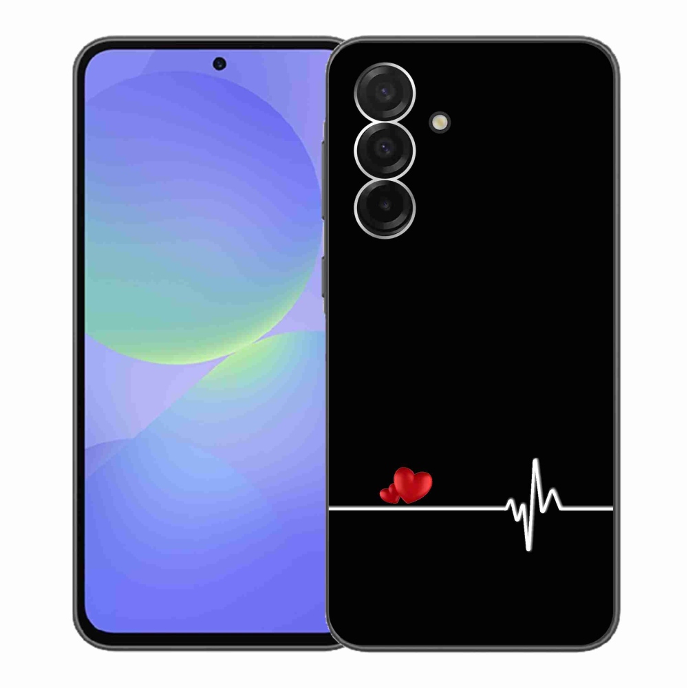 Gelový kryt mmCase na Samsung Galaxy A36 5G - srdce a tep černé pozadí