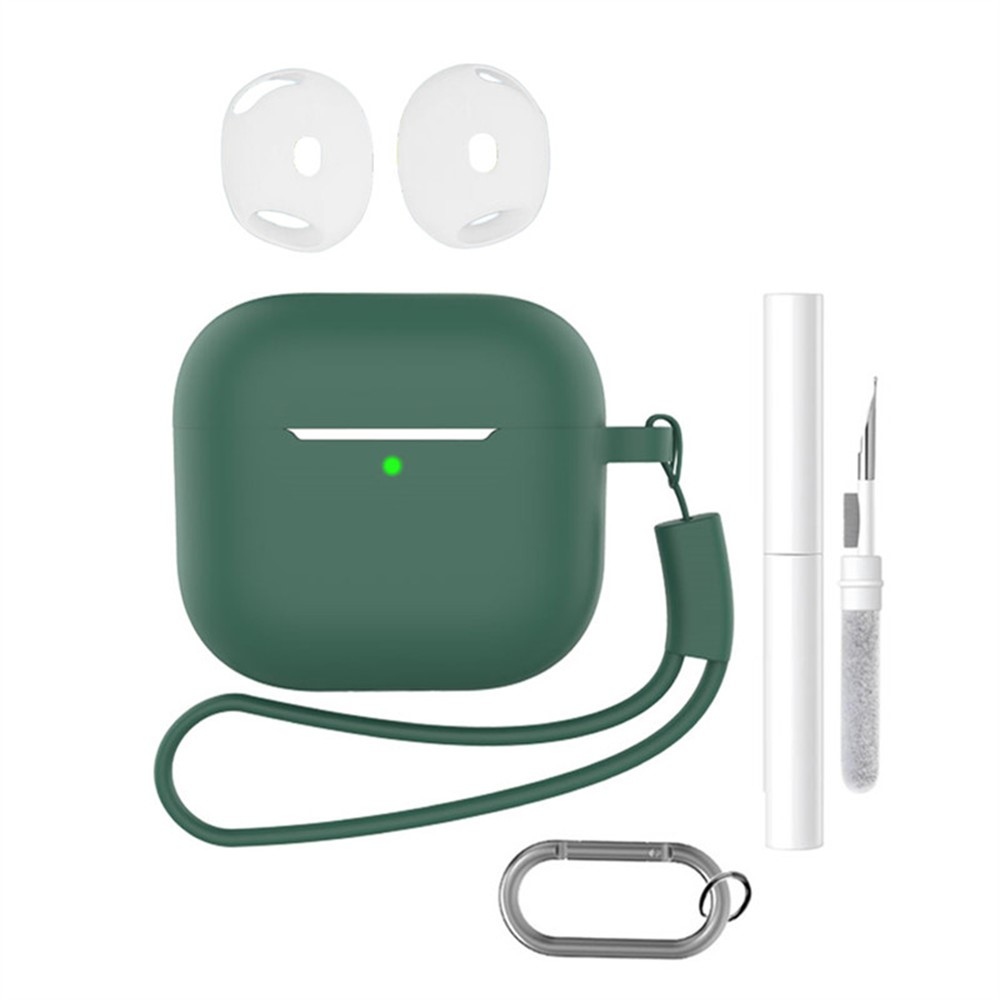 Set silikonový obal na Apple AirPods 4 s čistící sadou - zelený
