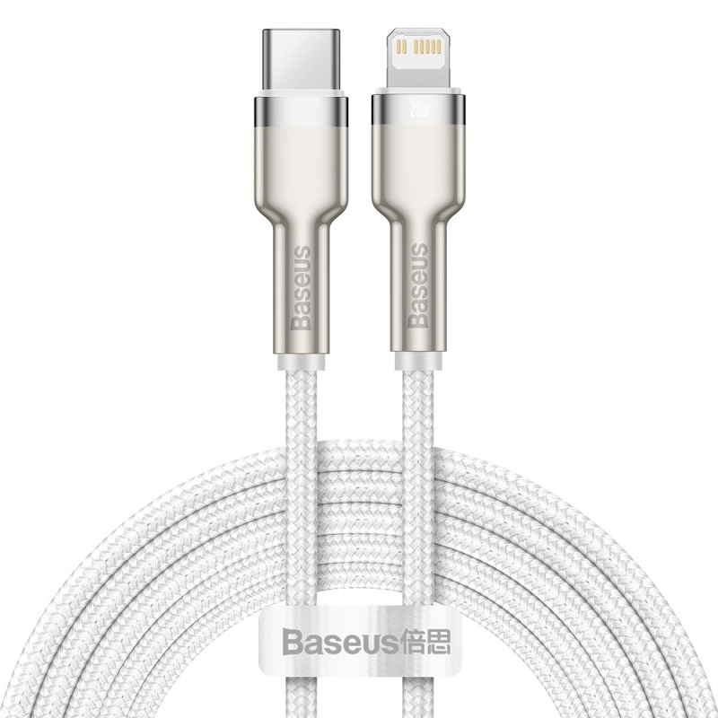 Baseus Cafule Metal Series Datový Kabel USB-C - Lighting 20W 2m White
