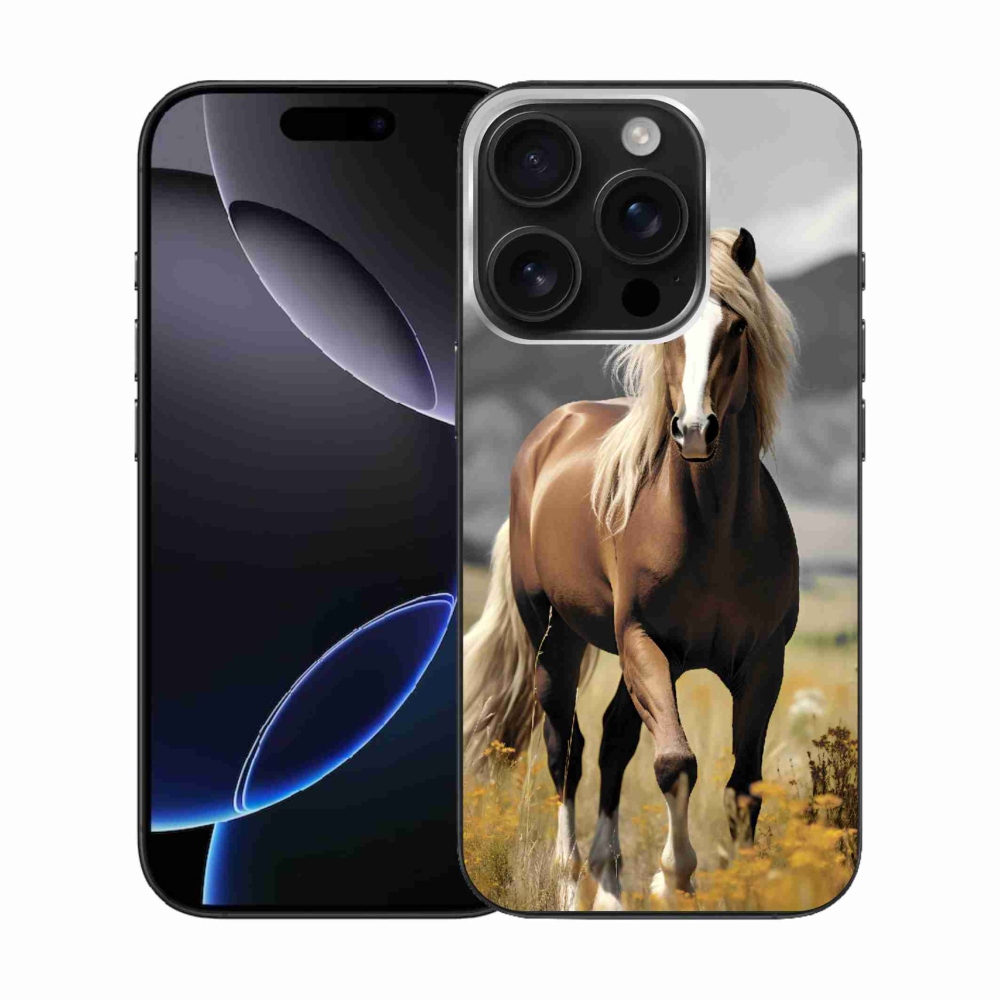 Gelový kryt mmCase na iPhone 16 Pro - hnědý kůň 1