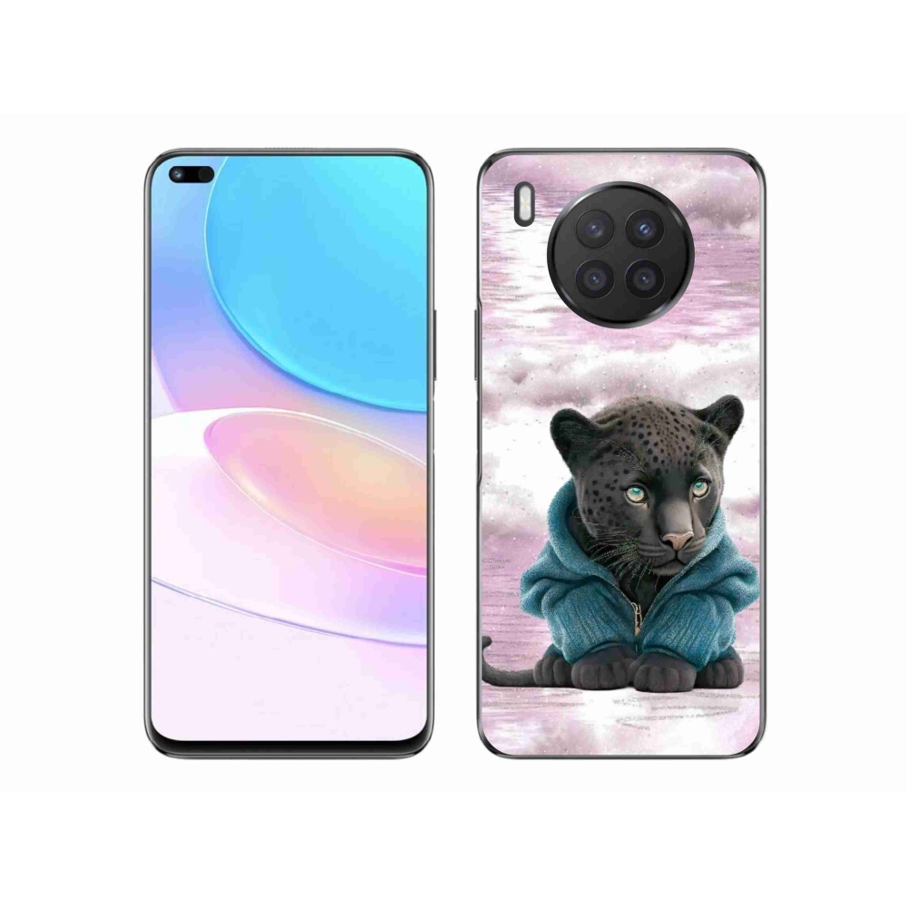Gelový kryt mmCase na Huawei Nova 8i - černý panter ve svetru