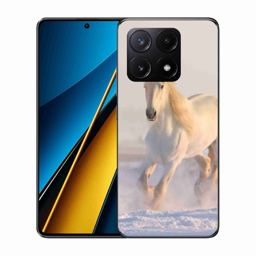 Gelový obal mmCase na Xiaomi Poco X6 Pro 5G - kůň ve sněhu