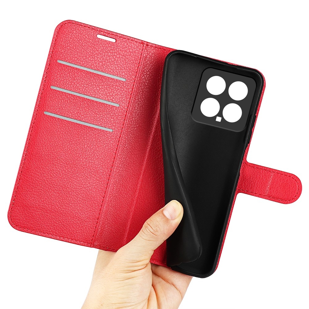 Litchi knížkové pouzdro na Xiaomi 14 - červené