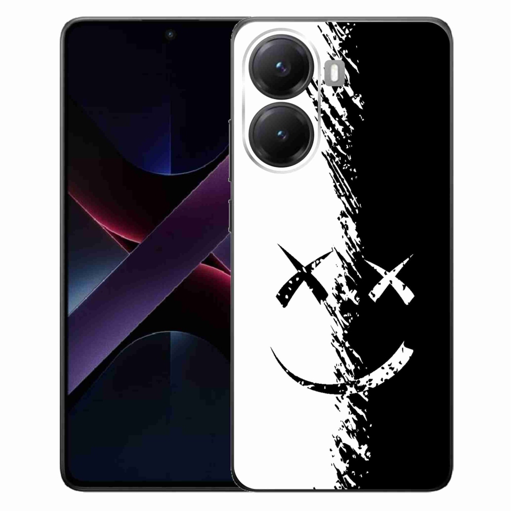 Gelový kryt mmCase na Xiaomi Poco X7 Pro 5G - černobílý smajlík