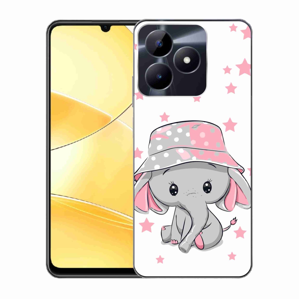 Gelový kryt mmCase na Realme C51/C53 - růžový slon