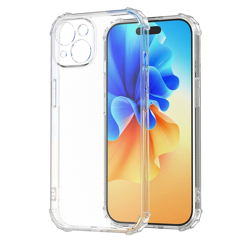 Průhledný gelový obal se zesílenými rohy na iPhone 15 - průhledný
