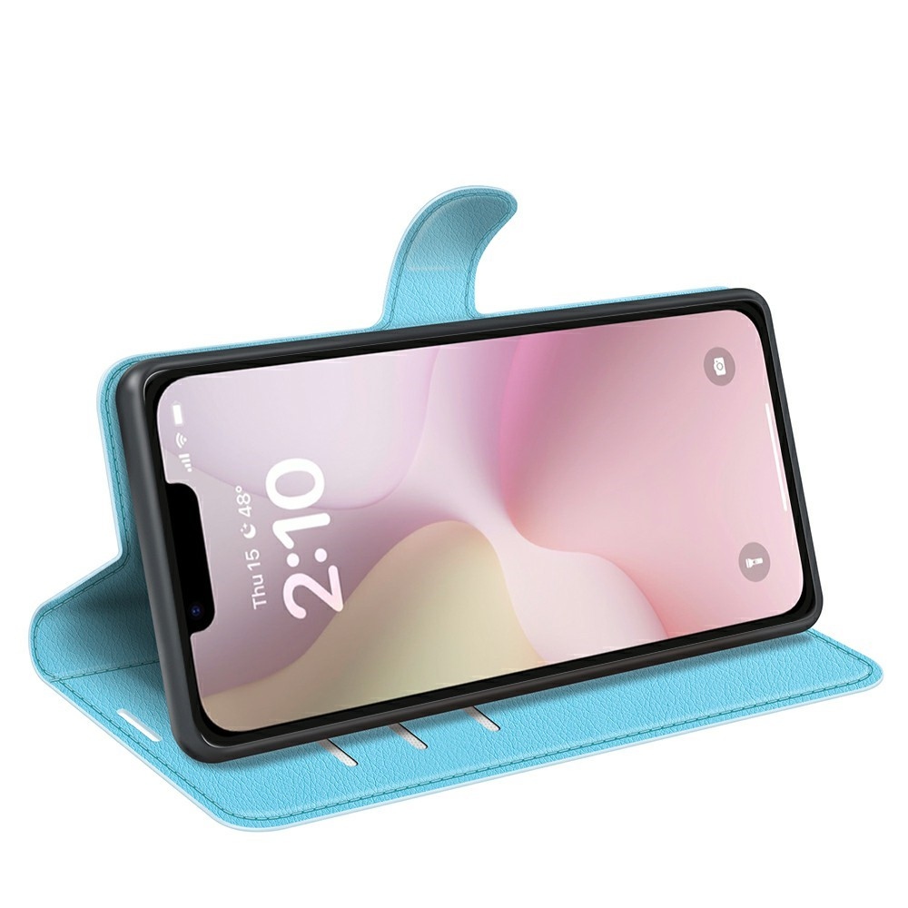 Litchi knížkové pouzdro na iPhone 16e - modré