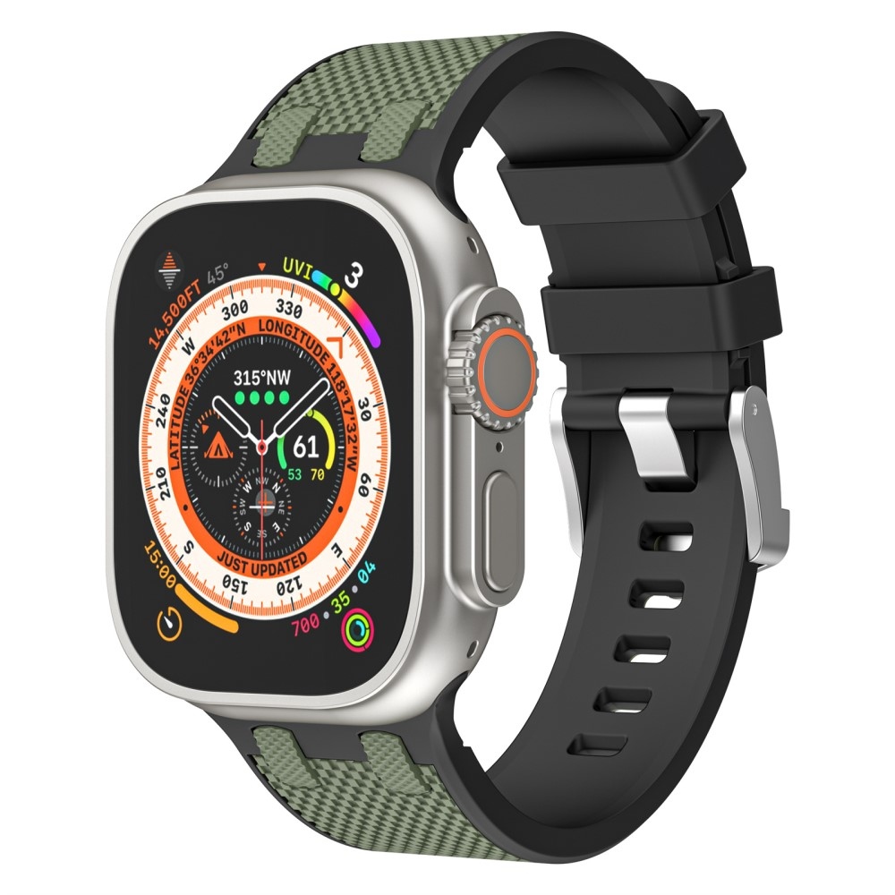 Sports silikonový řemínek na Apple Watch Ultra/Ultra 2 49mm/SE/SE 2022/2023 44mm/9/8/7 45mm/6/5/4 44mm/3/2/1 42 mm - černý/tmavězelený