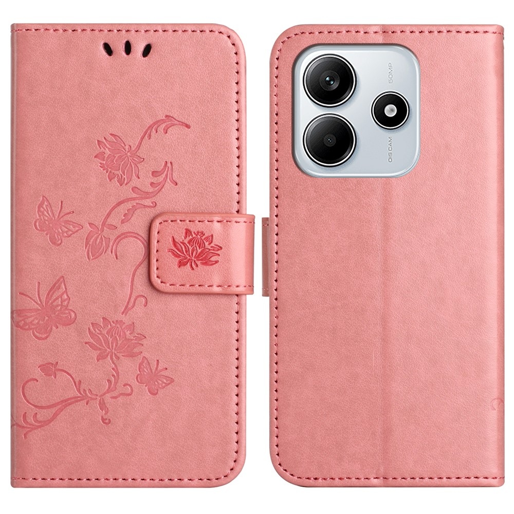 Flower knížkové pouzdro na Xiaomi Redmi Note 14 5G - růžové