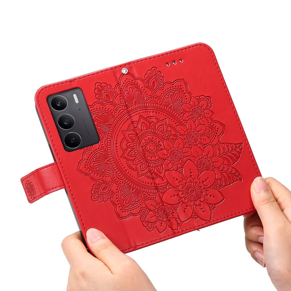 Mandala knížkové pouzdro na Realme C75 - červené