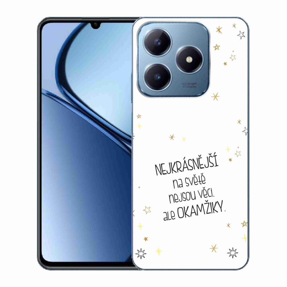 Gelový kryt mmCase na Realme C63 - citát 4 bílé pozadí