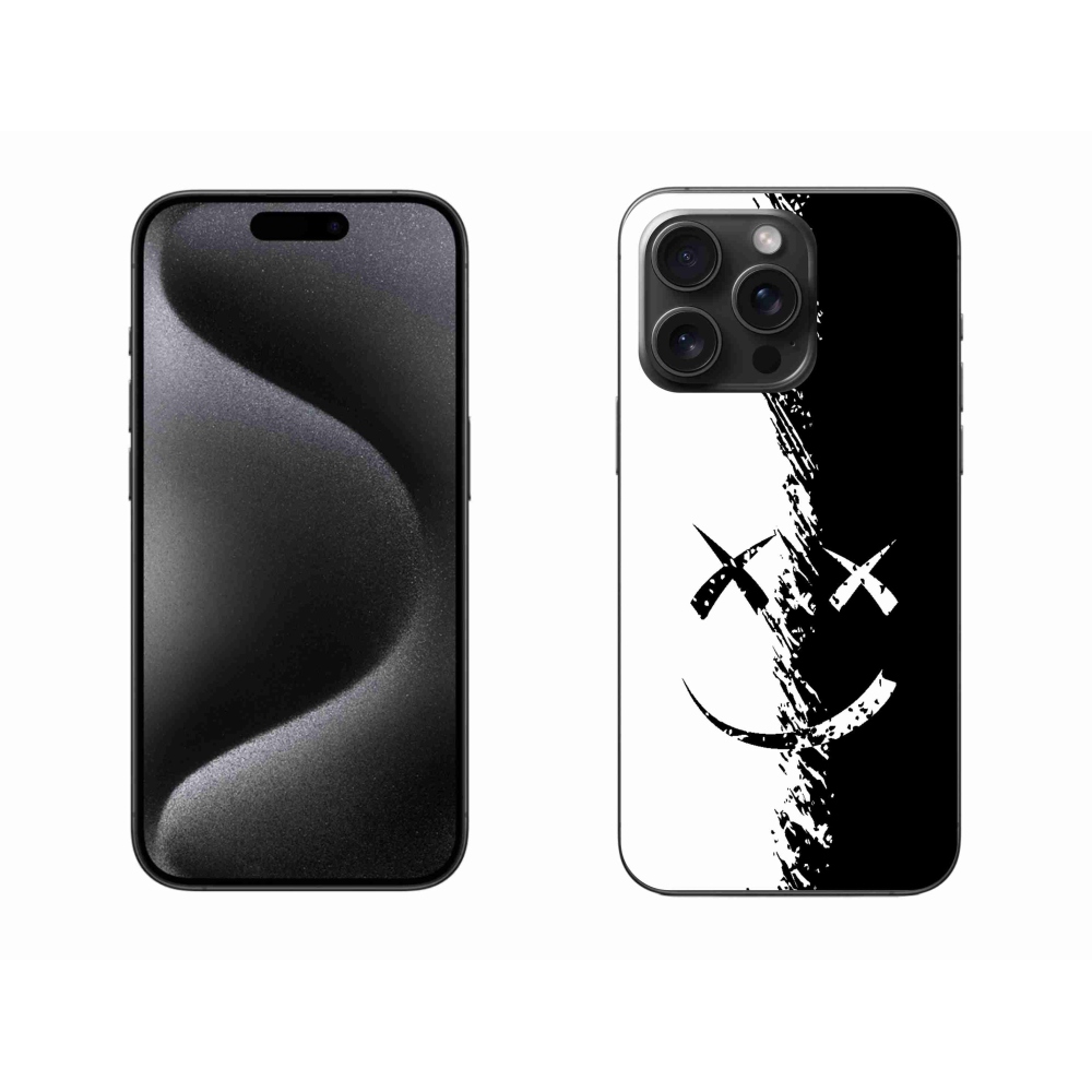 Gelový kryt mmCase na iPhone 15 Pro Max - černobílý smajlík