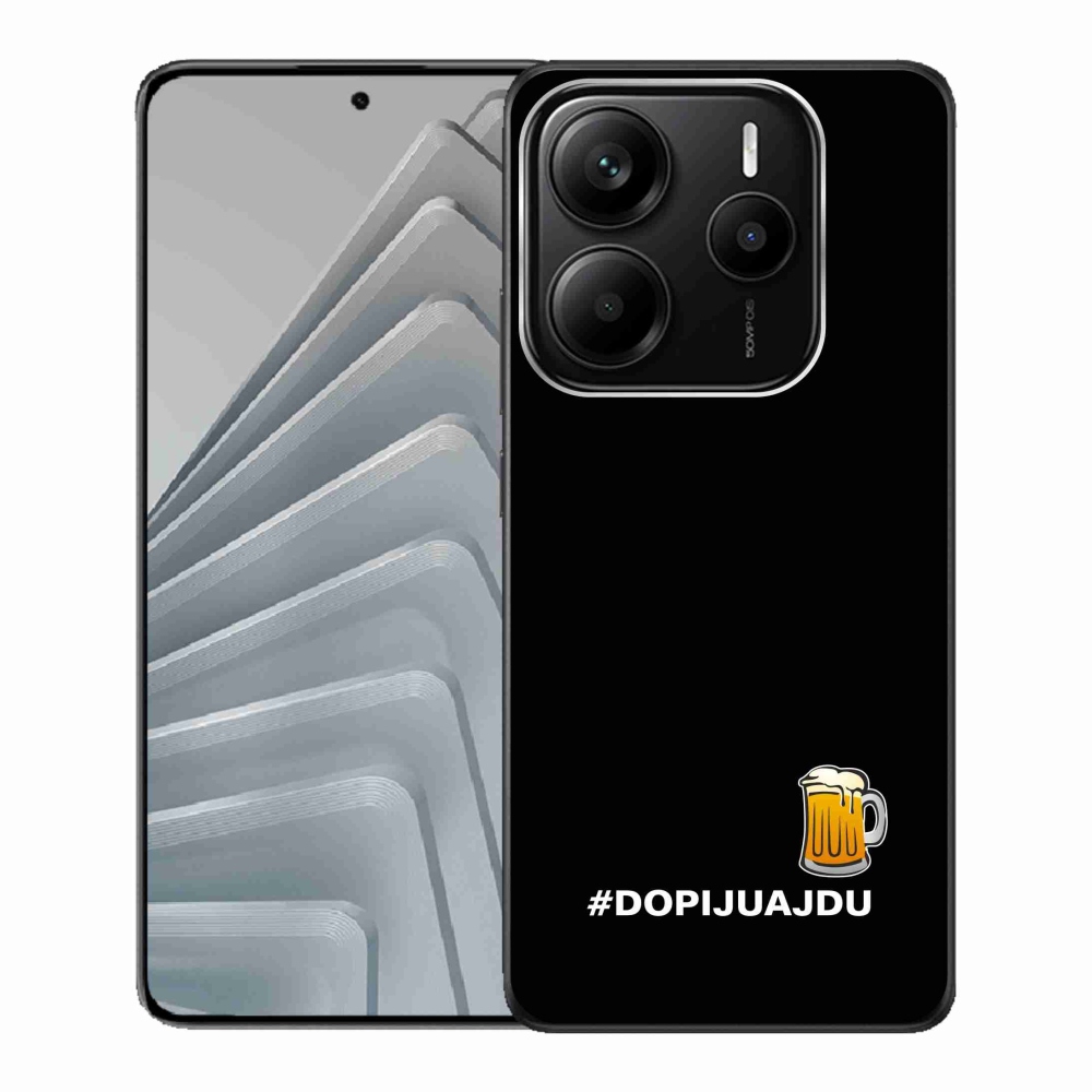 Gelový kryt mmCase na Xiaomi Redmi Note 14 5G - pivní motiv 1 černé pozadí