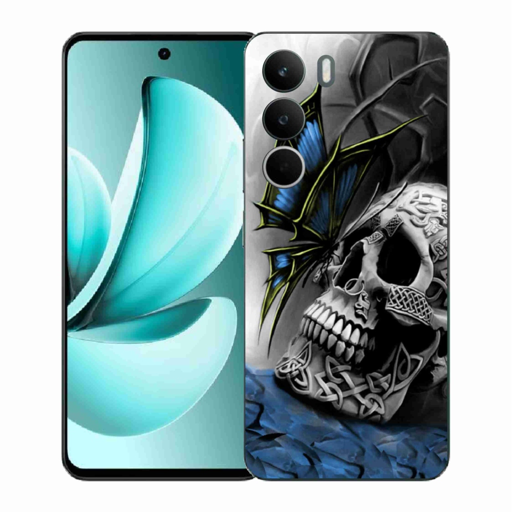 Gelový kryt mmCase na Realme C71 - motýl a lebka