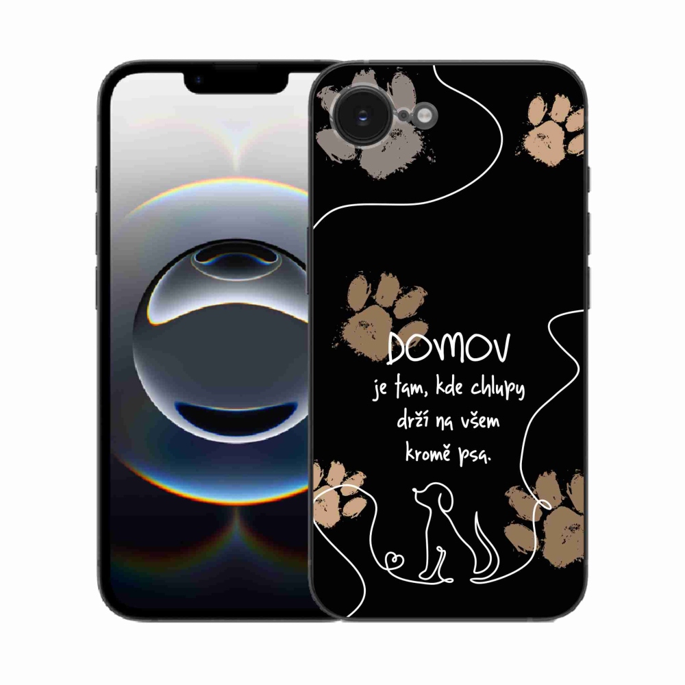 Gelový kryt mmCase na iPhone 16e - psí motiv černé pozadí