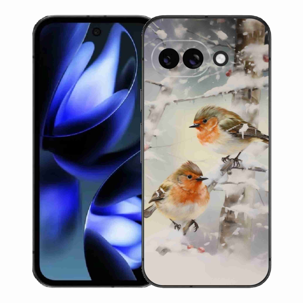 Gelový kryt mmCase na Google Pixel 9a - ptáčci v zimě