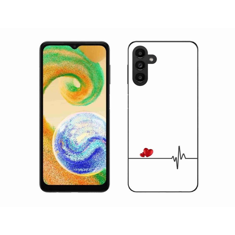 Gelový kryt mmCase na Samsung Galaxy A04s (164.7x76.7x9.1mm) - srdce a tep bílé pozadí