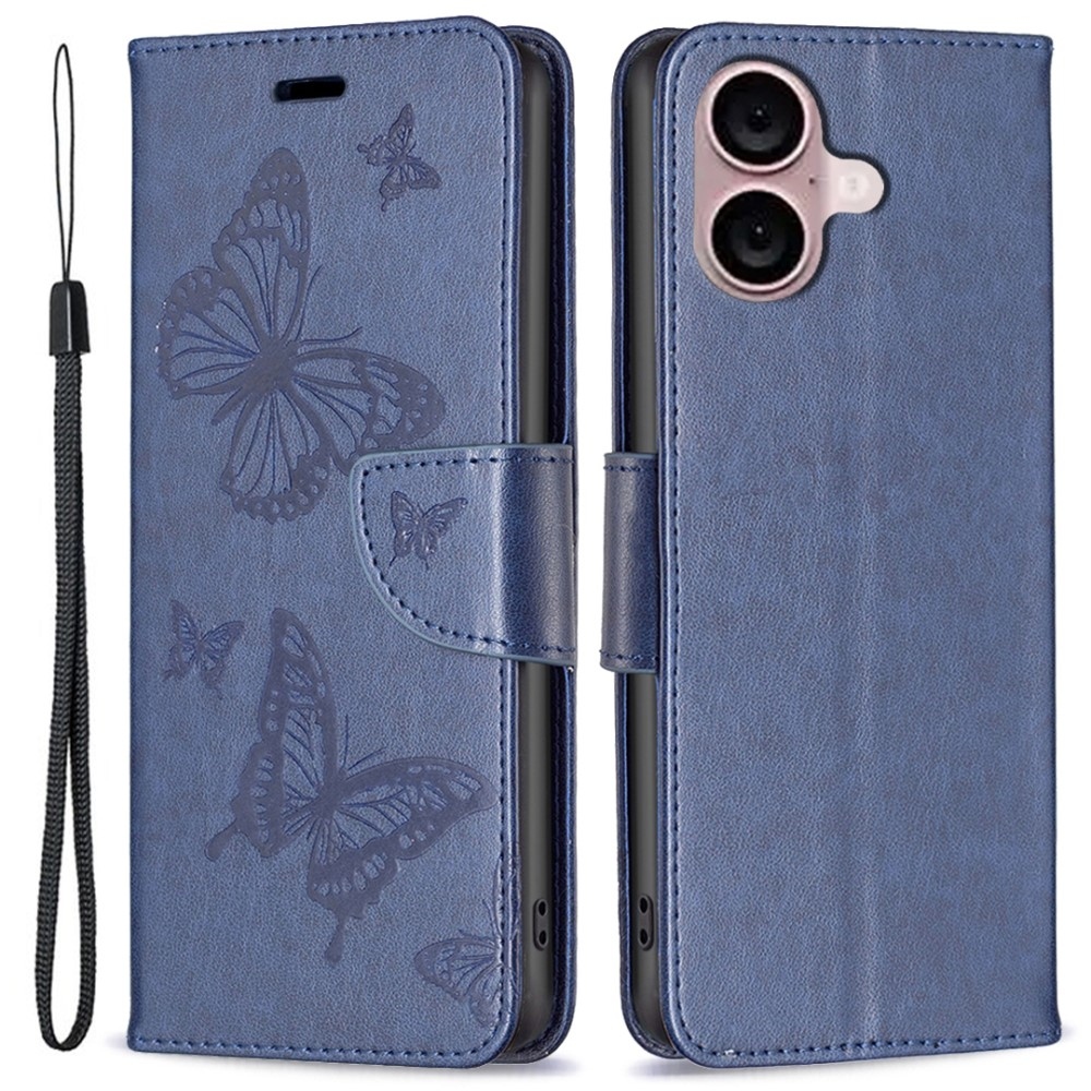 Butterfly knížkové pouzdro na iPhone 16 - tmavěmodré