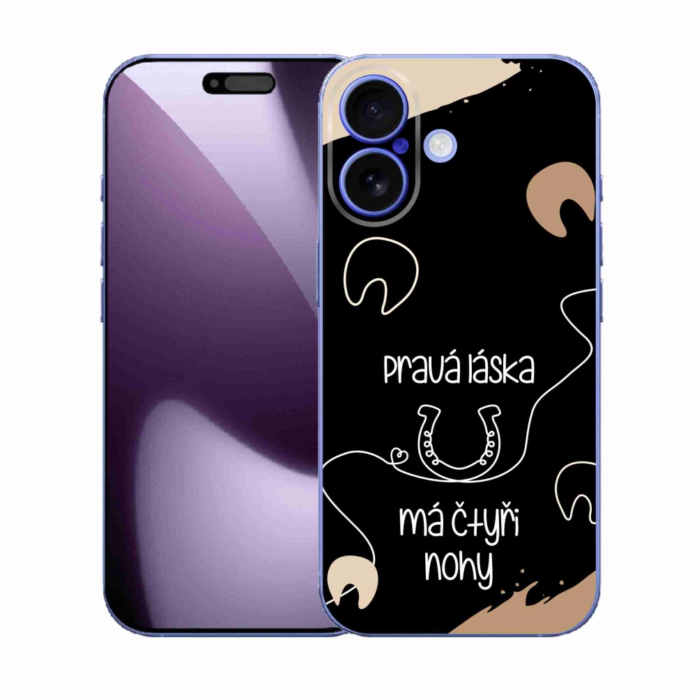 Gelový kryt mmCase na iPhone 17 - koňský motiv černé pozadí